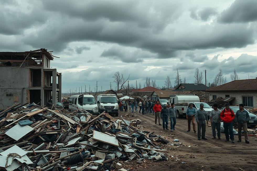 Comunidade unida para reconstruir após desastre natural
