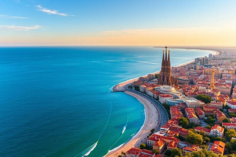 Vista do skyline de Barcelona com a Sagrada Família ao fundo.