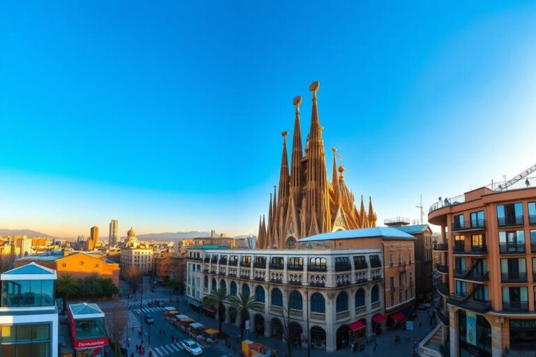 Skyline de Barcelona com a famosa Sagrada Família.