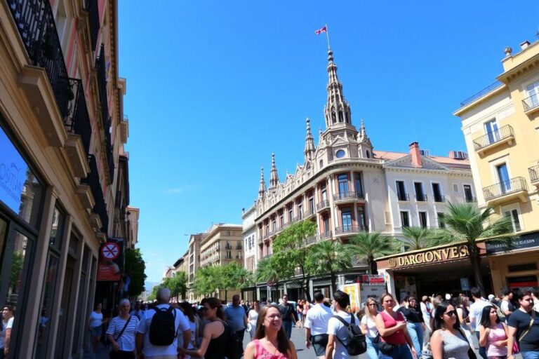 Turistas em Barcelona, desfrutando das atrações culturais da cidade.