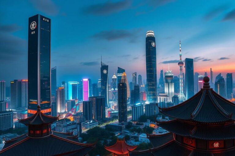 Vista ampla do horizonte urbano moderno da China.