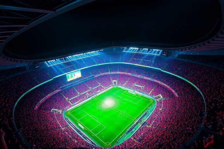 Vista do estádio Maracanã lotado com torcedores do Flamengo.
