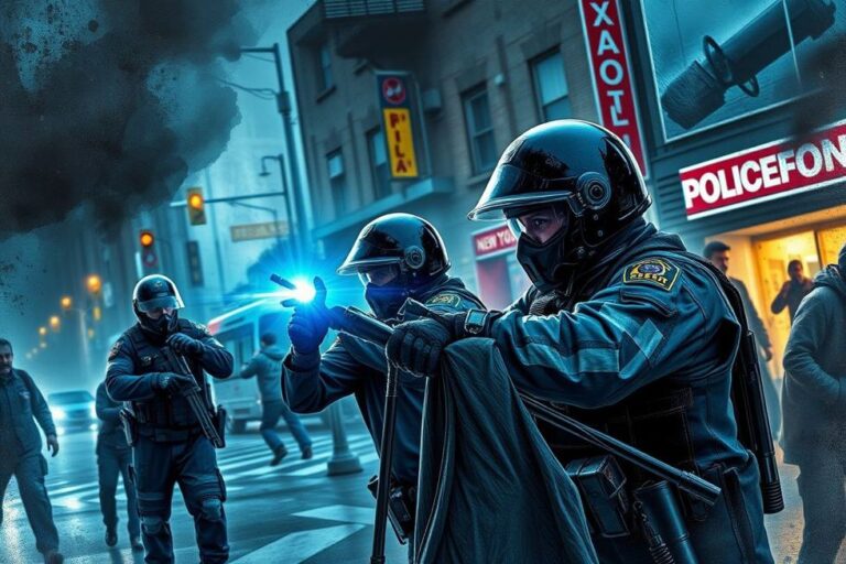 Imagem representativa da violência urbana e a resposta policial.
