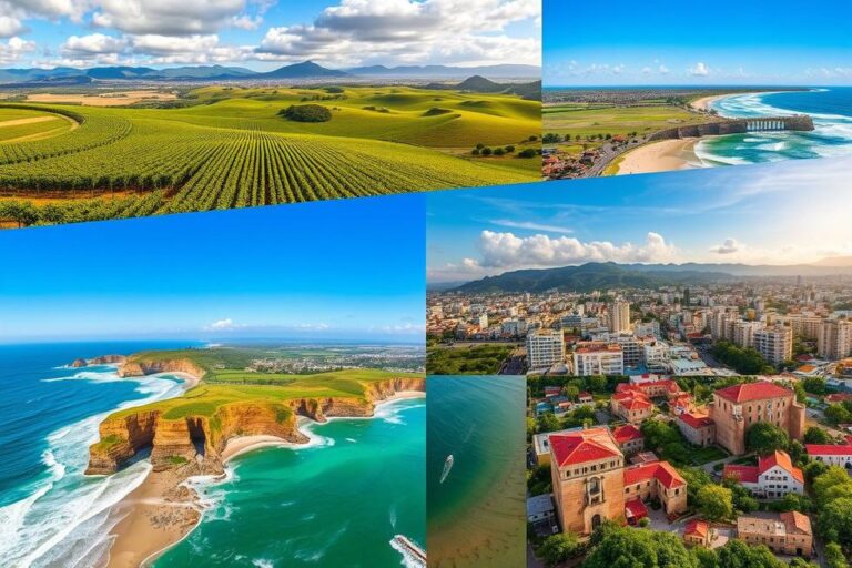 Colagem de paisagens do Rio Grande do Sul.