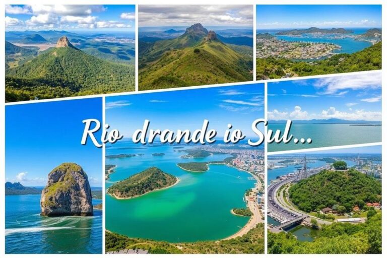 Colagem de atrações turísticas no Rio Grande do Sul.