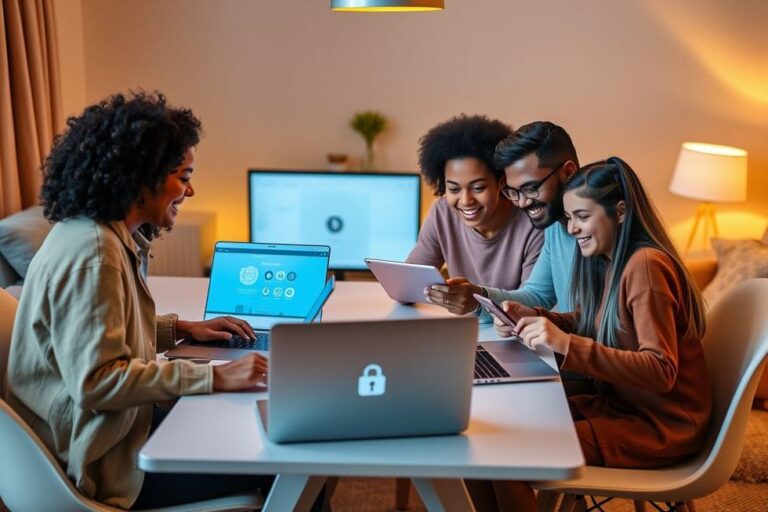 Família discutindo sobre segurança nas redes sociais