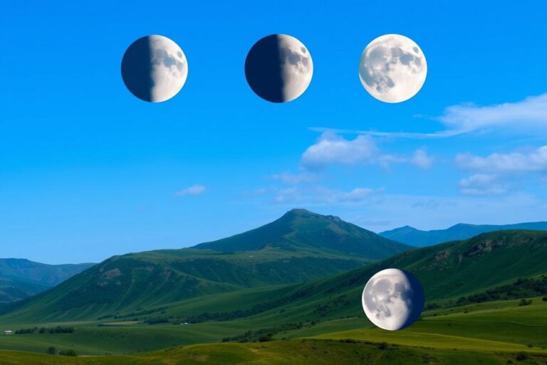 As diferentes fases da lua em uma paisagem celeste