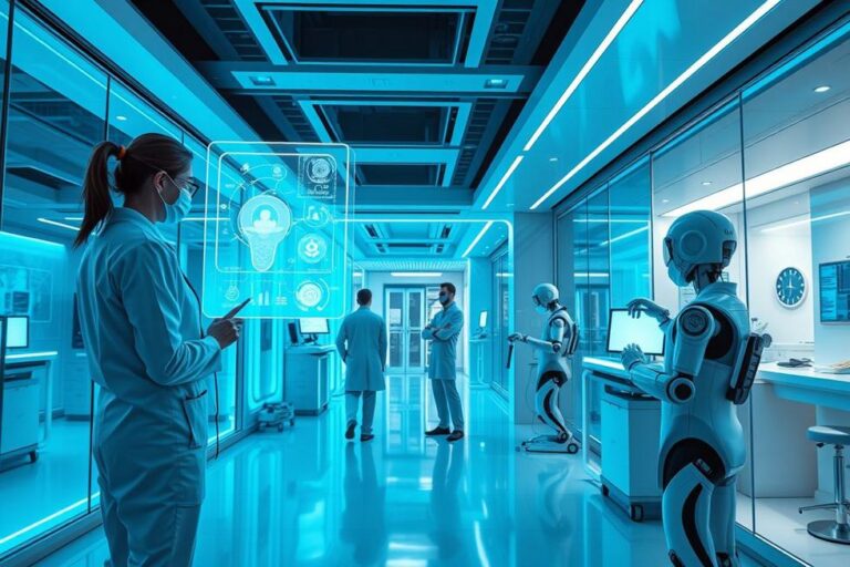 Ambiente futurista da saúde com inovações