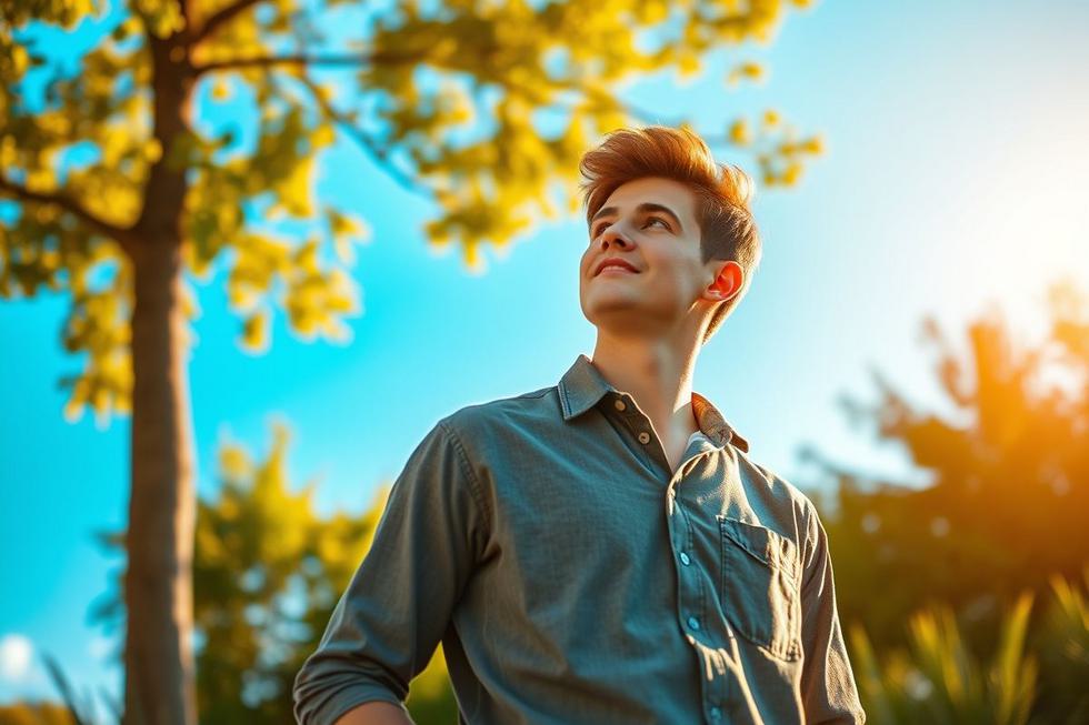 Um jovem homem confiante simbolizando a superação da insegurança masculina.