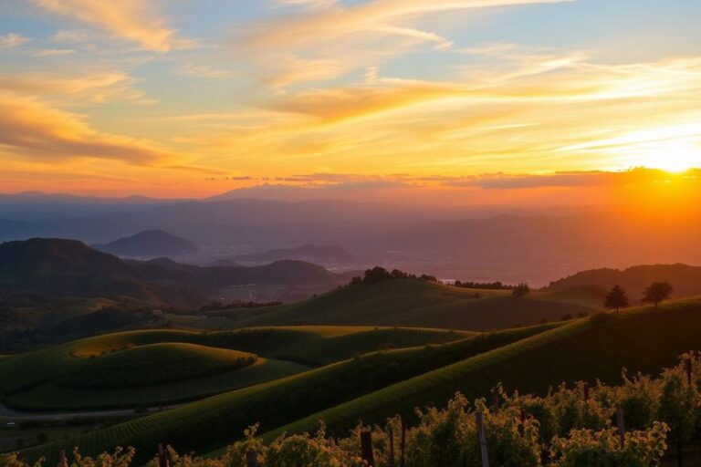 Cenário deslumbrante do Rio Grande do Sul com montanhas e vinhedos