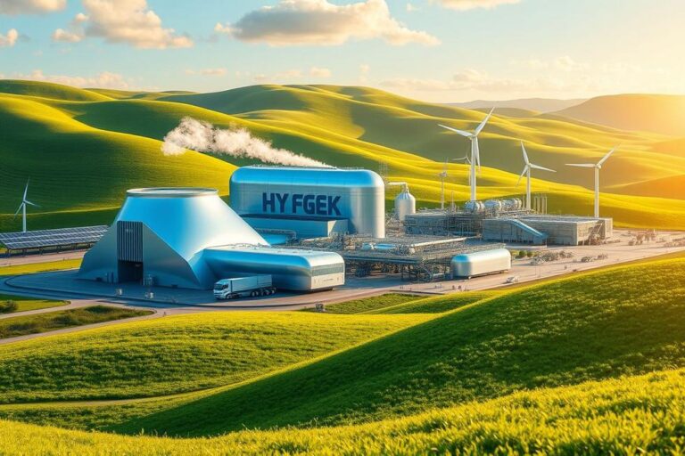 Instalação de produção de hidrogênio com tecnologia avançada.