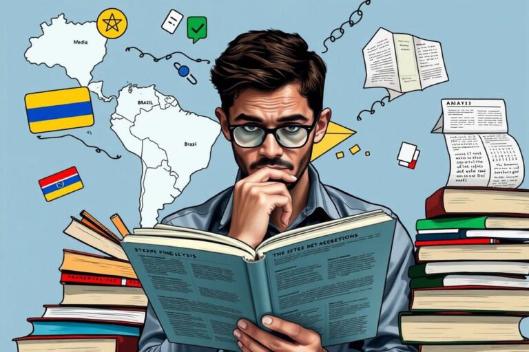 Uma pessoa analisando conteúdo político com concentração.
