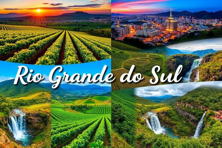 Colagem mostrando os principais destinos turísticos do Rio Grande do Sul.
