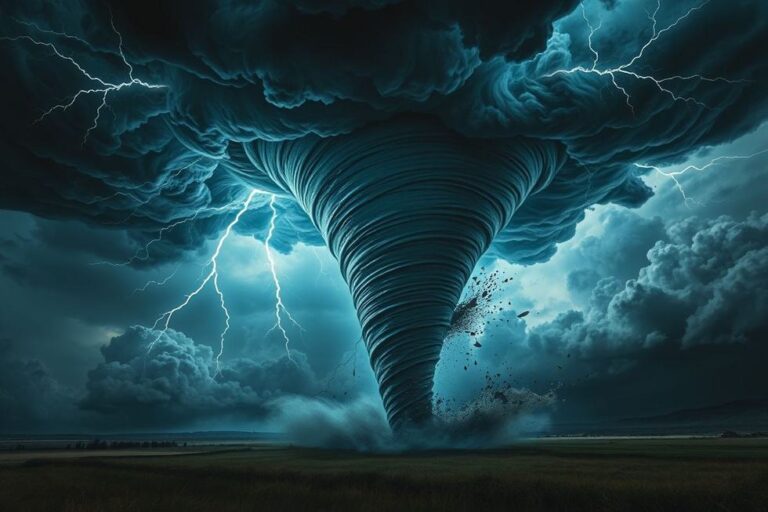Representação de um tornado demonstrando o poder deste fenômeno natural.