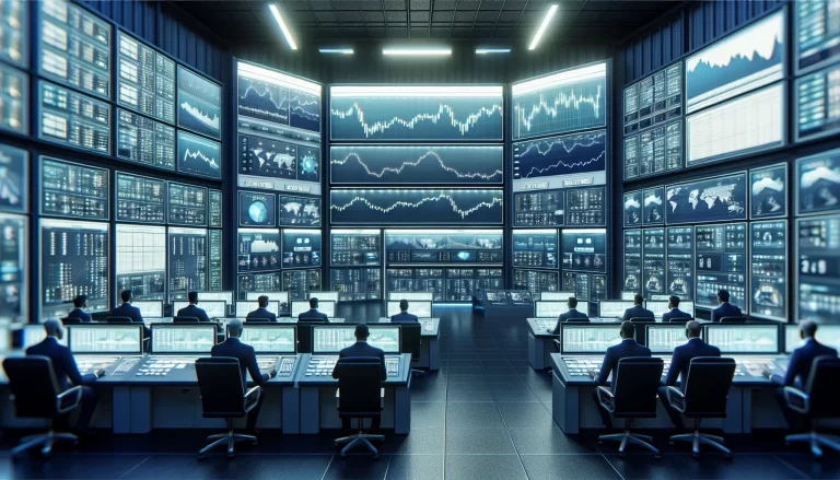 Imagem de sala de controle da Petrobras com funcionários preocupados e gráficos de mercado, ilustrando greve Petrobras justiça determina.